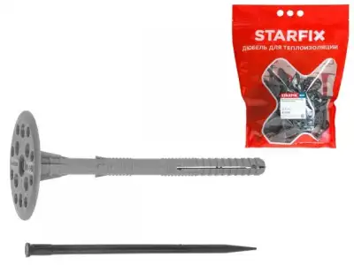 Дюбель для теплоизоляции 10х140 мм с пласт. гвоздем (50 шт в дой-паке) STARFIX наличный и безналичный расчет