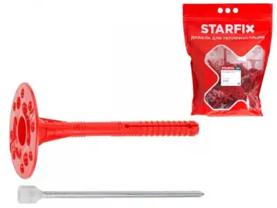Дюбель для теплоизоляции 10х120 мм с металлич. гвоздем, термогол. (50 шт в дой-паке) STARFIX наличный и безналичный расчет