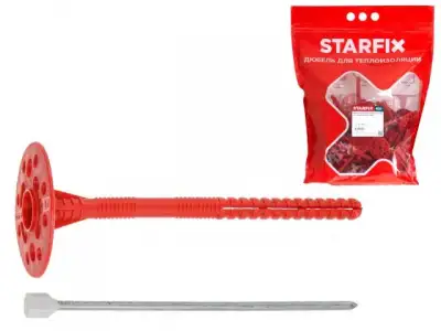 Дюбель для теплоизоляции 10х160 мм с металлич. гвоздем, термогол. (50 шт в дой-паке) STARFIX наличный и безналичный расчет