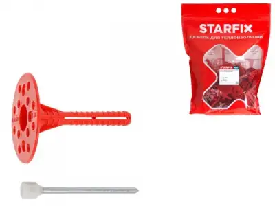 Дюбель для теплоизоляции 10х80 мм с металлич. гвоздем, термогол. (50 шт в дой-паке) STARFIX наличный и безналичный расчет
