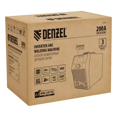 Аппарат инвертор. дуговой сварки SDR-205 Ultra, 200 А, ПВ 60% Denzel наличный и безналичный расчет
