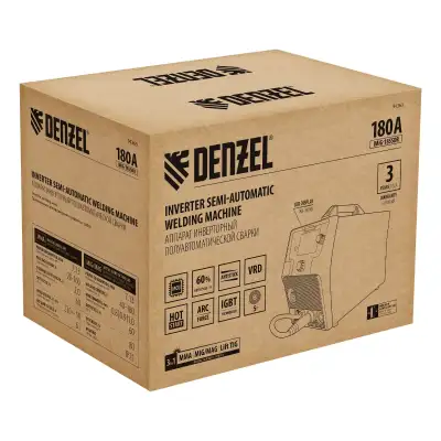 Аппарат инвертор. полуавтомат. cварки IMIG-185SDR, 180 А, ПВ 60%, катушка 5 кг Denzel наличный и безналичный расчет