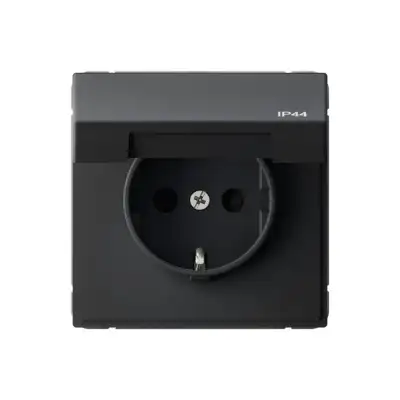 Розетка ArtGallery 16А IP44 с заземл. со шторками с крышкой быстрозажим. клем. механизм карбон SE GAL441046S наличный и безналичный расчет