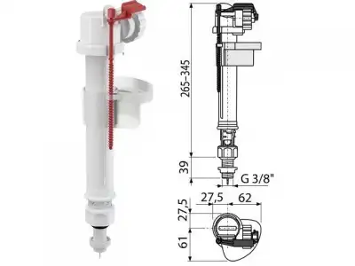 Впускной механизм с нижней подводкой 3/8, Alcaplast наличный и безналичный расчет