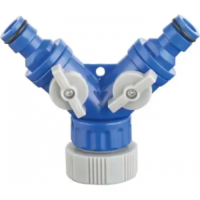 Разделитель для полива двухканальный с кранами и резьбой 3/4"-1" "H-D" наличный и безналичный расчет