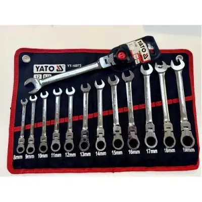 Ключи комбинированные рожково-накидные с трещоткой шарнирные 8-19мм+ключ 22мм (YT-1688), набор 13пр наличный и безналичный расчет