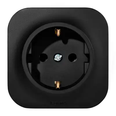 Розетка 1-м ОП Quteo 16А IP20 2P+E с заземл. без защ. шторок черн. матов. Leg 782472 наличный и безналичный расчет