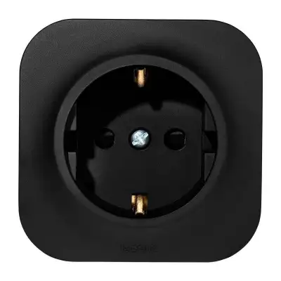 Розетка 1-м ОП Quteo 16А IP20 250В 2P+E с заземл. защ. шторки черн. матов. Leg 782476 наличный и безналичный расчет