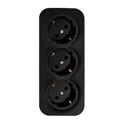 Розетка 3-м ОП Quteo 16А IP20 250В 3х2P+E с заземл. защ. шторки черн. матов. Leg 782473 наличный и безналичный расчет