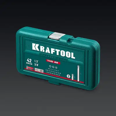 KRAFTOOL THS-42, 42 шт (HEX, TX, SPLINE) хвостовик 10 мм под квадрат 1/2″ набор специальных бит (26554) наличный и безналичный расчет