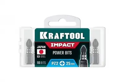 KRAFTOOL Impact PZ 2, 25 мм, 10 шт, ударные биты (26193-2-25-S10) наличный и безналичный расчет