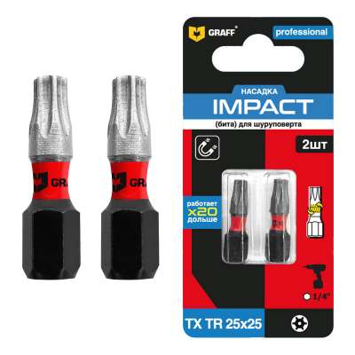 Бита TXTR 25x25 мм 2 шт. в блистере Impact GRAFF серия 