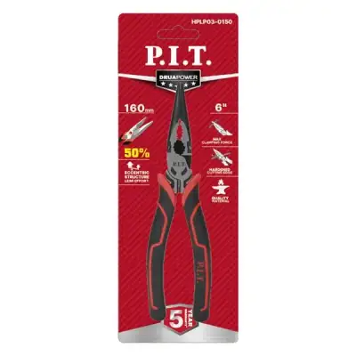 Длинногубцы прямые усиленные P.I.T. DRUA HPLP03-0150, 150 мм, шарнир с эксцентриком наличный и безналичный расчет