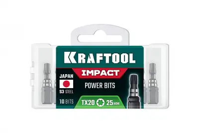 KRAFTOOL Impact TX 20, 25 мм, 10 шт, ударные биты (26195-20-25-S10) наличный и безналичный расчет