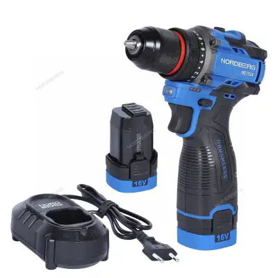 Шуруповерт аккумуляторный NORDBERG макс. диам. сверла 10 мм, 16 В, 60 Нм с 2 аккумуляторами и зарядным уст-вом NE104K наличный и безналичный расчет