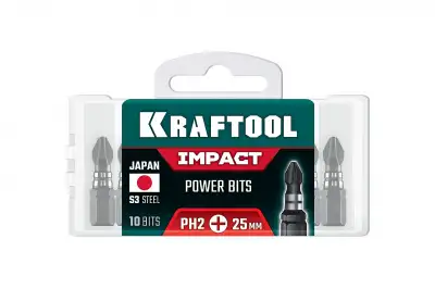 KRAFTOOL Impact PH 2, 25 мм, 10 шт, ударные биты (26191-2-25-S10) наличный и безналичный расчет