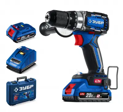 ЗУБР 20 В, 70 Н·м, 2 АКБ LMS (2 А·ч), бесщеточная дрель-шуруповерт, кейс, ПРОФЕССИОНАЛ (DB-70-22) наличный и безналичный расчет