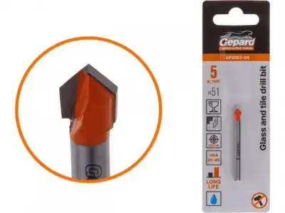 Сверло по кафелю/стеклу  5x51 мм ц/х GEPARD (GP2082-05) (по керамической плитке) наличный и безналичный расчет