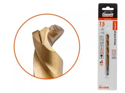 Сверло по металлу шестигр. 7.5х69х109 мм HSS-G TIN GEPARD (многогранная заточка) наличный и безналичный расчет