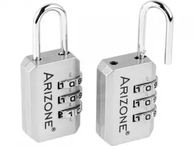 Замок навесной кодовый багажный, 2 штуки, серебро, ARIZONE наличный и безналичный расчет