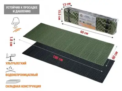 Коврик туристический складной, Coyote, ARIZONE (длина: 180 см, ширина: 60 см, толщина: 1,8 см) наличный и безналичный расчет