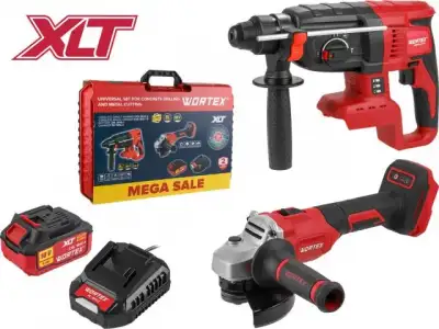 Набор аккум. инструмента WORTEX перфоратор + ушм в чем. ALL1 XLT SET СКИДКА -24% (Аккум. перф. WORTEX CRH 1824-2 + Аккум. УШМ WORTEX LX CAG 1812-1 E + наличный и безналичный расчет