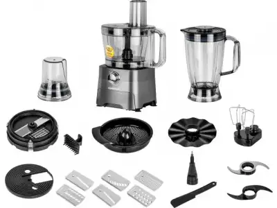 Кухонный комбайн NORMANN AFP-971 (1300 Вт, 2 скор.+ импульс. реж., 14 функций, блендер 1.8 л, чаша чоп. 3.5 л, место для хран. аксесс.) наличный и безналичный расчет