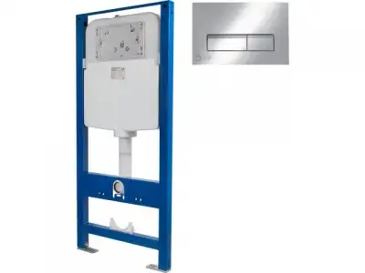 Инсталляционный сет 3 в 1 с кнопкой 311, AV Engineering (Кнопка - хром прямоугольная) наличный и безналичный расчет