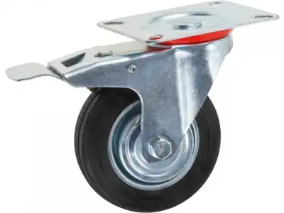 Опора колёсная d-100мм на площадке с фиксатором, резиновая STARFIX наличный и безналичный расчет