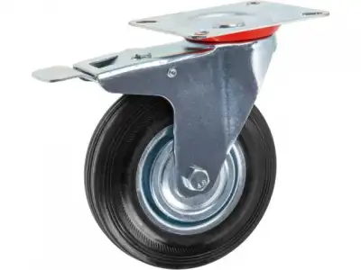 Опора колёсная d-125мм на площадке с фиксатором, резиновая STARFIX наличный и безналичный расчет