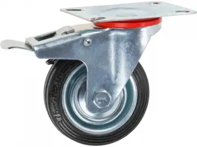 Опора колёсная d-75мм на площадке с фиксатором, резиновая STARFIX наличный и безналичный расчет