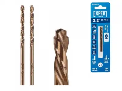 Сверло по металлу ц/х 3.2х36х65 мм HSS-Co, комплект из 2-х шт EXPERT STARTUL (кобальт 5%) наличный и безналичный расчет