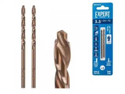 Сверло по металлу ц/х 3.5х39х70 мм HSS-Co, комплект из 2-х шт EXPERT STARTUL (кобальт 5%) наличный и безналичный расчет