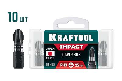 KRAFTOOL Impact PH 3, 25 мм, 10 шт, ударные биты (26191-3-25-S10) наличный и безналичный расчет