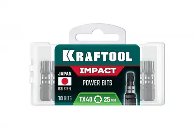 KRAFTOOL Impact TX 40, 25 мм, 10 шт, ударные биты (26195-40-25-S10) наличный и безналичный расчет