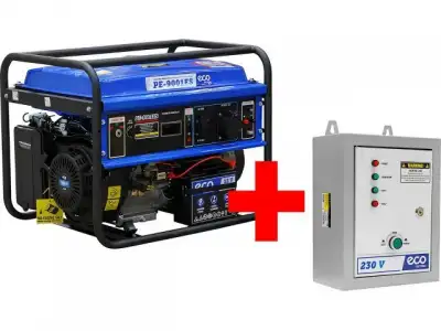 Электростанция (генератор бензиновый) ECO PE-9001ES АКЦИЯ + Блок автоматики ECO (электростарт, 6,5 кВт, 220 В, автозапуск*, бак 25.0 л, вес 81.9 кг) наличный и безналичный расчет