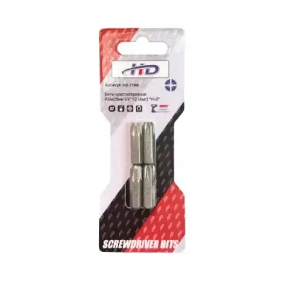 Биты крестообразные PZ4х25мм 1/4" S2 (4шт) "H-D" наличный и безналичный расчет