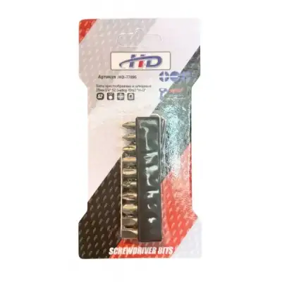 Биты крестообразные и шлицевые 25мм 1/4" S2 (набор 10пр) "H-D" наличный и безналичный расчет