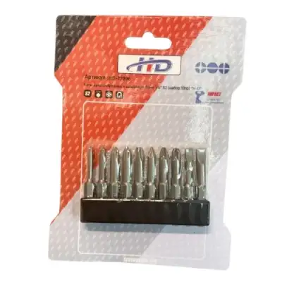 Биты крестообразные и шлицевые 50мм 1/4" S2 (набор 10пр) "H-D" наличный и безналичный расчет