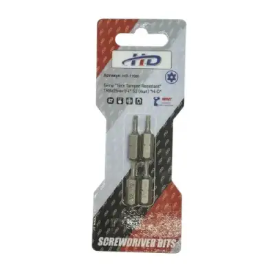 Биты "Torx Tamper Resistant" TR8x25мм 1/4" S2 (4шт) "H-D" наличный и безналичный расчет