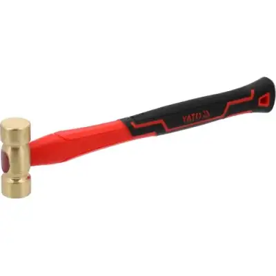 Молоток медный с фиберглассовой ручкой 300гр, 28х72мм, L320мм "Yato" наличный и безналичный расчет