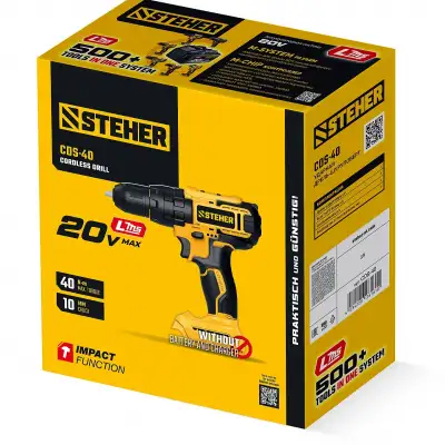 STEHER 20 В, 40 Н·м, без АКБ (LMS), ударная дрель-шуруповерт (CDS-40) наличный и безналичный расчет