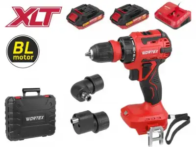 Аккум. дрель-шуруповерт WORTEX BD 2025 LiSET в чем. ALL1 XLT БЕСЩЕТ, 18 В, 55 Н*м, 2х2 А*ч + 2 насад (0-1800 об/мин, подсветка.) наличный и безналичный расчет