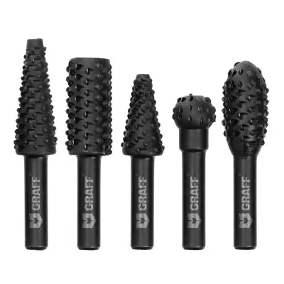 Борфрезы (шарошки) стальные по дереву набором из 5 штук GRAFF наличный и безналичный расчет