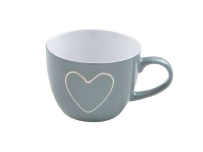 Кружка керамическая, 460 мл, Сердечко, серая, PERFECTO LINEA (Супер цена!) наличный и безналичный расчет