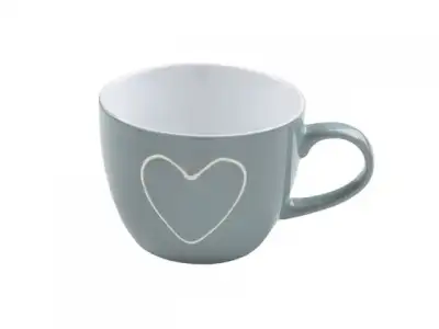 Кружка керамическая, 460 мл, Сердечко, серая, PERFECTO LINEA (Супер цена!) наличный и безналичный расчет