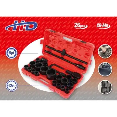 Набор инструментов ударных 26пр, 3/4" (6гр: 17-50мм, 12гр: 36мм) 1" (6гр: 55, 60, 65мм) CrMo "H-D" наличный и безналичный расчет