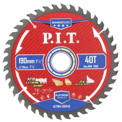 Диск пильный по дереву P.I.T. ADVANCE 190x30x1,4 мм, 40T Carbide, зуб ATB 15° наличный и безналичный расчет