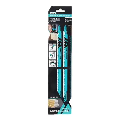 Пилки д/лобзика METALLICA Optima T744D, 180/155мм шаг 4мм, HCS грубый рез, по дереву 2шт наличный и безналичный расчет