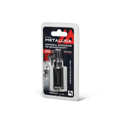 Коронка алмазная METALLICA Ultra 20х70 мм, #46, с сверлом, по керамограниту, плитке, в блистере. наличный и безналичный расчет